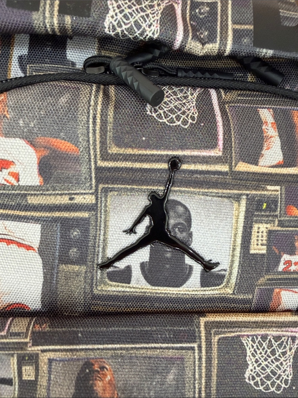 Jordan Collage Print Backpack - Black/Gray/Orange Accents - Picture 6 of 7